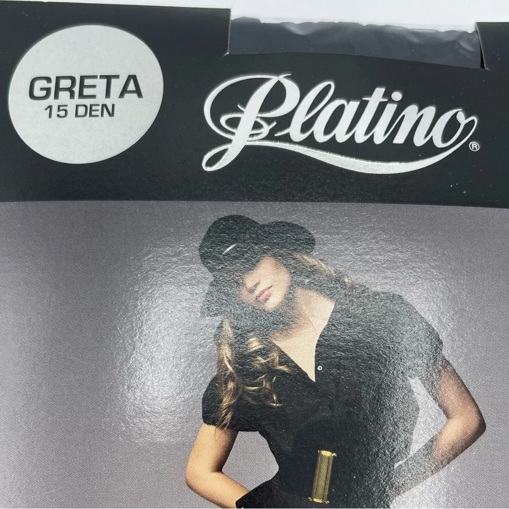 Vintage Hosiery Black Medium European 11 Pattern Platino